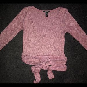 Forever 21 Cropped Ribbed Pink Sweater
